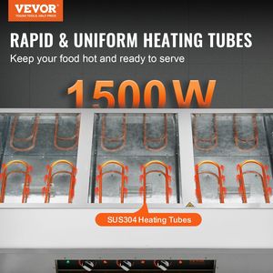 Scaldavivande Commerciale Elettrico a 3 Vasche da 20.6QT, Tavolo Riscaldante Professionale per Buffet e Catering con 4 Ruote, Attrezzatura per Mantenimento Calore da 2 L - Product Image 2