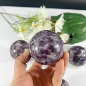 Natural Amethyst <b>Crystal</b> <b>Sphere</b> Polished Stone Ball with Wooden Stand Ruhi Agate Gujarat Home Decor Feng Shui Meditation Gift - Product Image 2