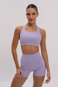 Conjunto de Yoga Lavender sin Costuras, Leggings de Cintura Alta en Forma de V, Top Corto con Tirantes Ajustables, Poliéster/Nailon de Secado Rápido - Product Image 6