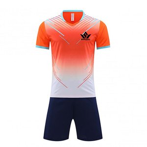 Ensemble de maillot de football personnalisé bleu marine dégradé, col en V, manches courtes, uniforme d'équipe adulte sublimé avec short - Product Image 6