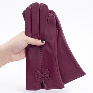 Fashion Genuine Leather <b>Gloves</b> With Bow Ultra-soft <b>Warm</b> Lining Winter <b>Gloves</b> for Women - Product Image 3