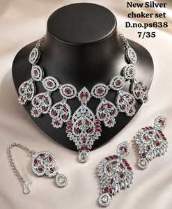 Ensemble de bijoux de mariage pour femmes, collier en argent plaqué avec pierres taillées en marquise et boucles d'oreilles Tika, vente en gros, fabricants - Product Image 6