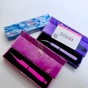 Pince à épiler GETUP BROSONS IMPEX 45 degrés/isolation, rose violet, en acier inoxydable thermolaqué, pointe de précision lisse 10 mm - Product Image 3