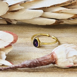 Hot Selling Amethyst Boho <b>Ring</b> 18k Gold Plated Brass <b>Ring</b> Minimalist Adjustable <b>Statement</b> <b>Ring</b> Womens Dainty <b>Ring</b> For Wholesale - Product Image 5