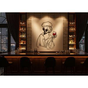 Décoration murale en métal « Femme élégante avec verre à vin », grande décoration murale en fer pour chambre, salon, bar, restaurant, 30 x 40 pouces - Product Image 3