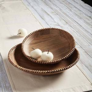 Cuencos de Madera Hechos a Mano con Borde de Cuentas, Diseño Bohemio para Presentación de Alimentos y Regalos - Product Image 3