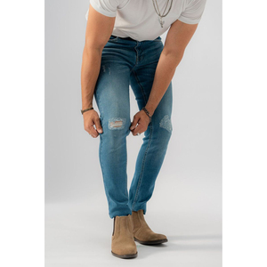 Pantalon en jean streetwear personnalisé de haute qualité pour hommes, avec couleur unie personnalisée, pour adultes - Product Image 5