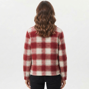 Custom Women Winter Plaid Flannel <b>Jacket</b> Casual Full Zip Up Hoodless <b>Checkered</b> Coat Winter Wear Warm Plaid Flannel <b>Jacket</b> - Product Image 3