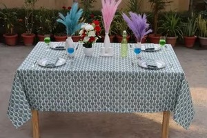 Vintage Cotton Block Print <b>Table</b> Cloth Boho Farmhouse <b>Decor</b> <b>Wedding</b> <b>Table</b> <b>Top</b> Cover for Kitchen Dining <b>Wedding</b> Tablecloth - Product Image 4