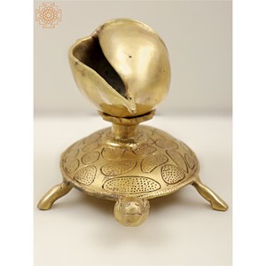 รูปปั้นหอยสังข์8นิ้วทำด้วยมือทำด้วยมือทำจากทองเหลืองผลิตในอินเดียสำหรับให้เป็นของขวัญ - Product Image 4