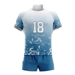 Camisetas de Rugby Personalizadas al por Mayor con Impresión por Transferencia de Calor para Hombre, Protección UV, 100% Poliéster, Cuello en V, Manga Corta, Ajuste Atlético, Elásticas - Product Image 3