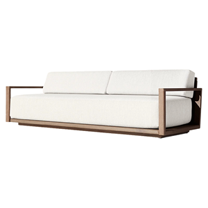 Canapé d'extérieur contemporain de luxe, structure en teck massif, corde tressée, canapé de patio, salon de jardin de luxe, mobilier pour villa et hôtel - Product Image 2