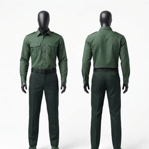 <b>Men</b> Security Uniform 240 GSM Premium Polycotton Twill Shirt Trouser Set Dark Green Workwear Custom Logo for Guards Daily Duty - Product Image 1