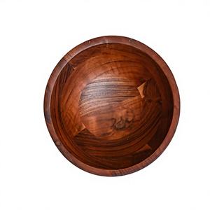 Bol à salade en bois d'acacia véritable, style contemporain polonais vintage, impression de logo personnalisée, bol de service décoratif, utilisation pour les fêtes, fait à la main - Product Image 2