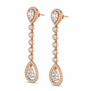 Pendientes de Oro Rosa con Diamantes en Forma de Pera, Joyería de Lujo para Mujer, Engaste de Garra, Chapado en Oro de 18K, Certificado IGI - Product Image 1