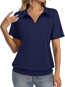 V-Neck for Shirt New Design Knitted Jersey Women's Plus Size Summer Casual Shirts Breathable Eco-Friendly 100% Cotton Front - Product Image 4