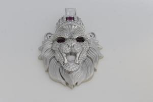 Colgante de Corona con Cara de León y Diamantes Redondos Cultivados en Laboratorio, Estilo Hip Hop, con Oro, Joyería Fina para Fiestas - Product Image 5