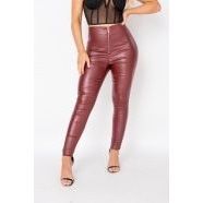 Pantaloni Skinny in Ecopelle Color Ruggine per Donna, Set Essenziale di Tendenza - Product Image 2