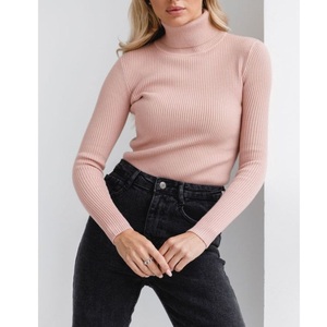 Pull-over pour femme de qualité supérieure, couleur unie, col décontracté, tricot d'automne et d'hiver, mode, chaud, broderie sur le devant, 100% coton - Product Image 6