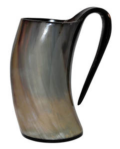 Jarra de Beber Estilo Vikingo Hecha de Cuerno de Búfalo Real, Hecha a Mano en India por Artífices Expertos, Auténtica Jarra Nórdica de los Vikingos de Valhalla - Product Image 1