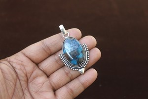 Colgante de crisocola hecho a mano, joyería tribal de plata de ley 925, collar bohemio único, regalo para ella - Product Image 4