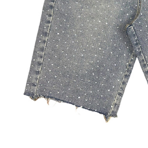 Shorts de Mezclilla para Hombre, Lavados, de Algodón, Corte Holgado, con Pedrería, Desgastados, de Alta Calidad, OEM - Product Image 3