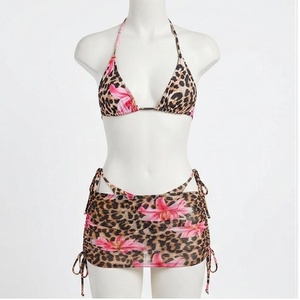 Blue Butterfly Print 2 Piece Yoga <b>Set</b> With Gold Trim Deep V Neck Halter Bodysuit And Knee Length Wrap <b>Skirt</b> - Product Image 1