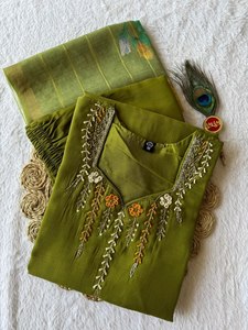 Attractive <b>Green</b> color Design Salwar Kameez Suit with Heavy Real <b>Silk</b> With Embroidery Work Indian and Pakistani Clothing - Product Image 5