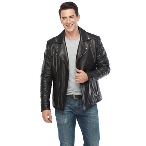 <b>Top</b> Brand Men's Genuine Leather Jacket <b>with</b> <b>Fur</b> Trim Front Design Breathable Winter Streetwear Style Stand Collar Solid Color - Product Image 6