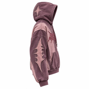 Custom Vintage Purple Pink Oversized <b>Hoodie</b> <b>Gothic</b> Streetwear Embroidered Pullover Two Tone Purple Pink <b>Hoodie</b> Custom - Product Image 4