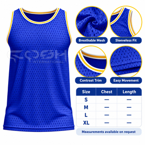 Maillot de basket sans manches Cosh International Sorority Sisterhood en maille bleu roi, col rond, respirant, couleur unie - Product Image 6
