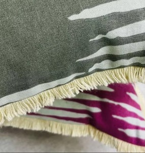 Gray Square <b>Cushion</b> Cover With <b>White</b> Abstract Pattern Bohemian Style Cotton Pillow Cases - Product Image 6