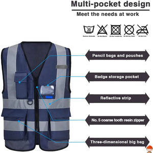 Gilet de sécurité haute visibilité couleur personnalisée, gilet de sécurité de fabrication professionnelle, gilet de sécurité avec logo personnalisé, vêtement de travail réfléchissant, gilet de sécurité - Product Image 5