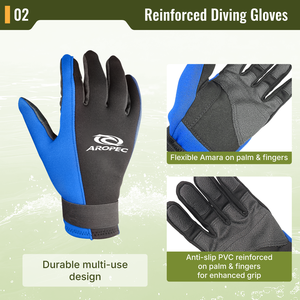 Guantes de Buceo Aropec de Neopreno de 2 mm con Palma y Dedos Reforzados con PVC Antideslizante, Correa de Muñeca Ajustable - OEM/ODM/OBM - Product Image 3