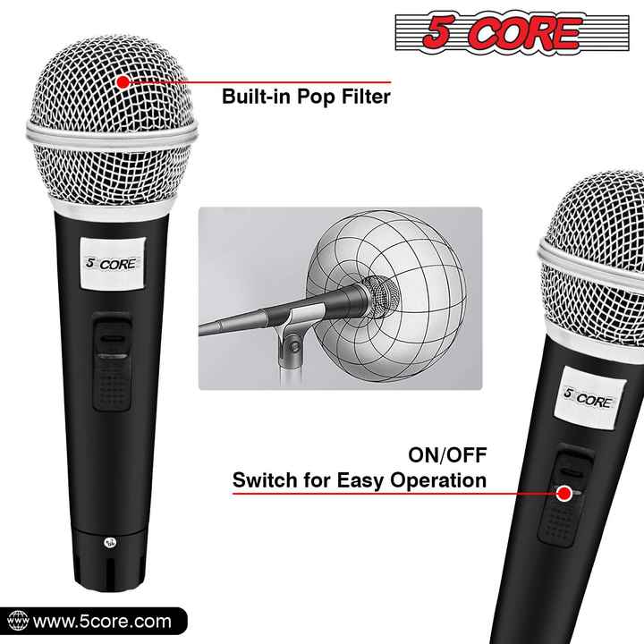 5 CORE Dynamic Vocal Handheld Microphone Cardioid Unidirectional Switch for Public Speaking Singing Karaoke Parties-PM 18 XLR