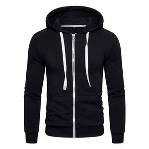 Sweat à capuche zippé pour homme, idéal pour la musculation et le sport d'automne, en polaire respirante, motif camouflage brodé, couleur unie - Product Image 2