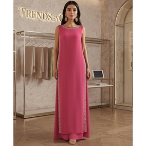 Ensemble de kameez pakistanais luxueux, long, orné à la main, robe de soirée formelle, franges à paillettes, orné de cristaux, pour les occasions spéciales - Product Image 2