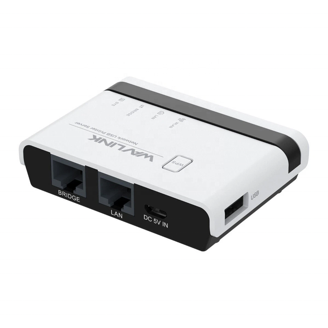 Shop Home Office USB Printer Server Wavlink WL-NU516U1 Wireless N300 USB Network Printer Server with Two Ethernet Ports