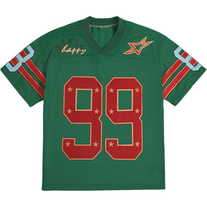 Camiseta de fútbol de malla verde con cuello en V y manga corta, número 99 bordado, camiseta deportiva transpirable para hombre adulto - Product Image 1