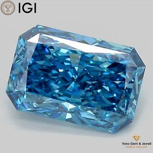 Diamant de laboratoire cultivé CVD de 3,00 carats, couleur bleu vif fantaisie, clarté VVS2, forme radiant, avec certificat IGI, idéal pour les bijoux sur mesure - Product Image 1