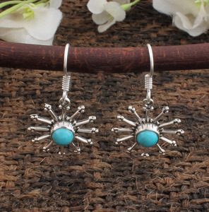 Boucles d'oreilles pendantes de luxe en argent sterling 925 avec turquoise naturelle authentique pour mariage et soirée, bijoux unisexes - Product Image 1
