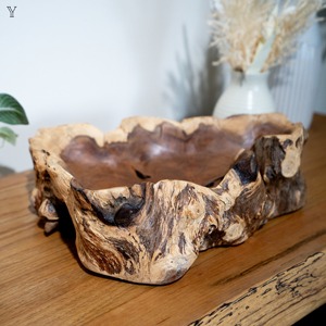 ชามไม้สักรากทำด้วยมือของตกแต่งกลางแบบเรียบง่ายไม่เหมือนใคร - Product Image 3