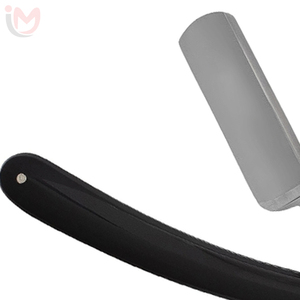 Folding Straight Edge Razor Stainless Steel Blade Black Plastic Handle for Barber Shop <b>Men</b> <b>Bikini</b> Shaving - Product Image 2