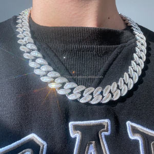 Nouveauté en promotion : Chaîne de luxe en argent sterling 925 avec diamants moissanite taille baguette de 18 mm, style hip-hop, disponible - Product Image 1