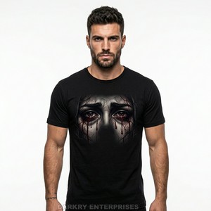 Camiseta Gráfica Personalizada para Hombre con Diseño de Demonio, Negra, de Algodón Pesado, Estampado Artístico Oscuro, Venta al por Mayor, Fabricante de Ropa Urbana, Tops de Alta Calidad - Product Image 4