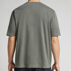 T-shirt en coton pour homme, coupe classique, manches courtes, col rond, couleur unie, vêtement décontracté, logo sur le devant, jersey tricoté uni - Product Image 3