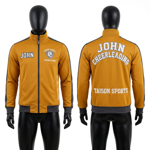 Veste d'entraînement pour hommes pour cheerleading, tissu polyester spandex premium GSM, design à panneaux gris-blanc, logo personnalisé par sublimation et broderie. - Product Image 4