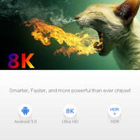 Boîtier TV HD 8K Quad Core HDR10+ AV1 VP9 Lecteur multimédia en streaming API Réseaux neuronaux AirPlay DLNA WiFi double bande Gigabit Ethernet