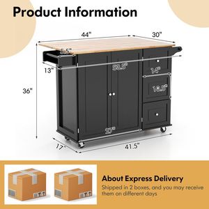 Carrello da Cucina in Legno con Piano Ribaltabile e Armadietto Portaoggetti - Product Image 4