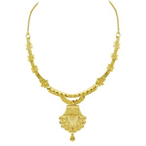 Joyería de Moda Chapada en Oro de 14K, 18K y 24K al por Mayor, Diseño Floral Tradicional, Conjunto de Collares y Pendientes Colgantes a Juego - Product Image 5